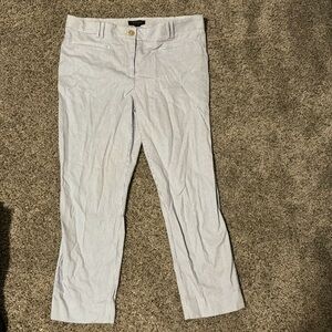 Blue and White Striped Capri Pants